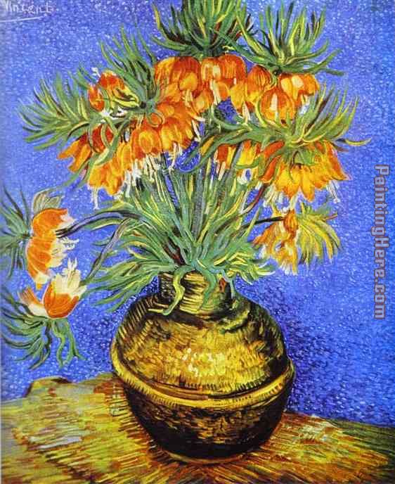 Imperial Crown Fritillaria in a Copper Vase painting - Vincent van Gogh Imperial Crown Fritillaria in a Copper Vase art painting